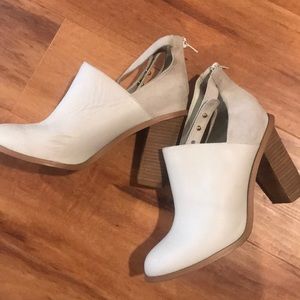 Taupe aldo booties with wooden heel